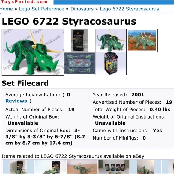 NEW LEGO Collectors Dinosaurs - 6722 - Picture 5 of 7